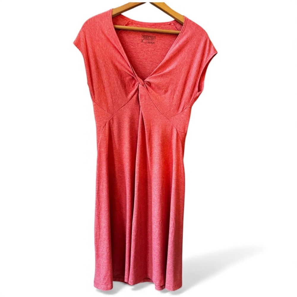 Patagonia Coral Twist Front V Neck Cap Sleeve knee length Dress Womens Size M